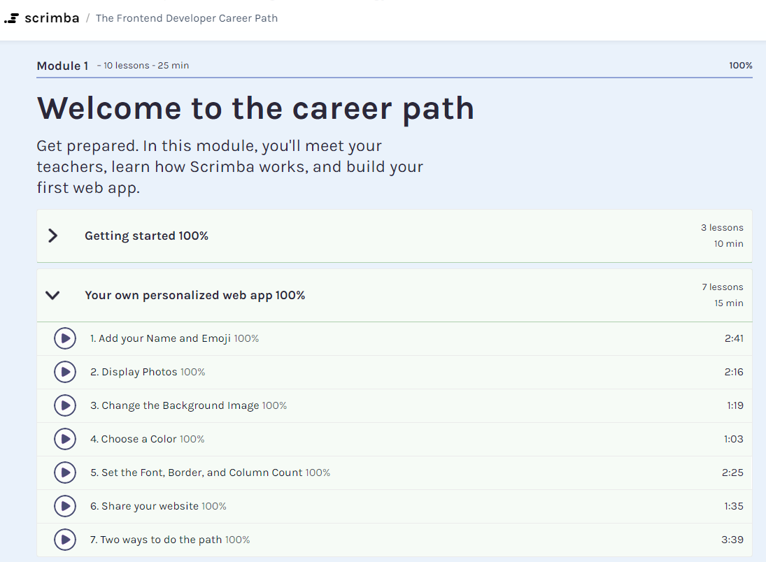 Scrimba First Modules