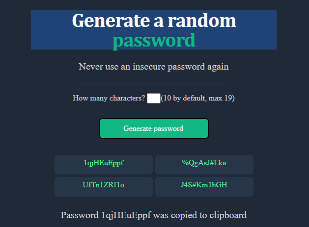 Password Generator project